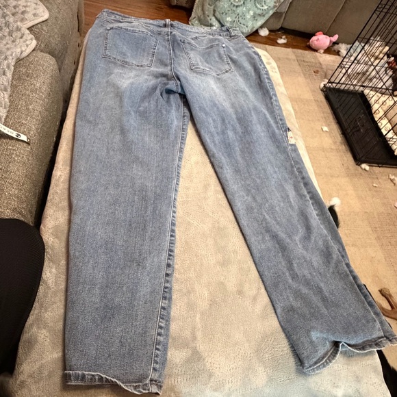 Women’s Patchwork Jeans Size 16 Blue Denim Straight Leg Boho Cottagecore - Picture 6 of 9